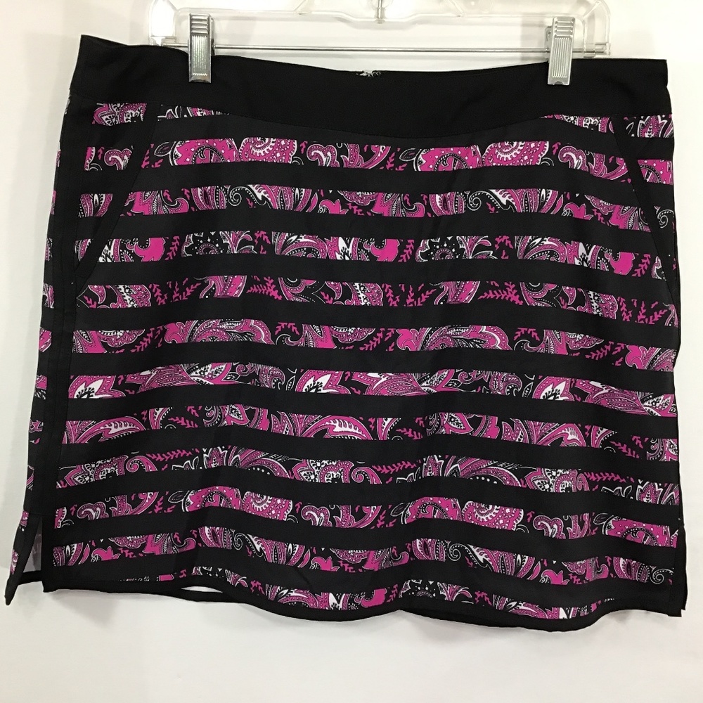 Lady Hagen Black/Pink/White Striped Golf Skort